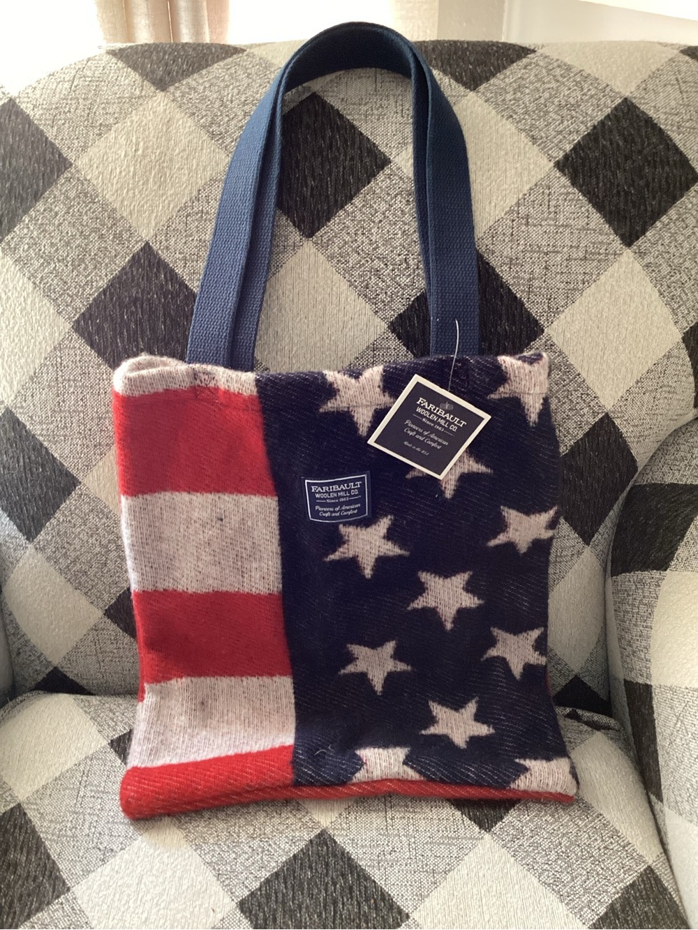 Fairbault Woolen Mills Americana Star & Stripe Wool Tote - Red, White & Blue
